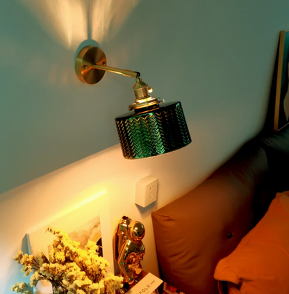 Vintage charm Green and Clear glass wall lamp