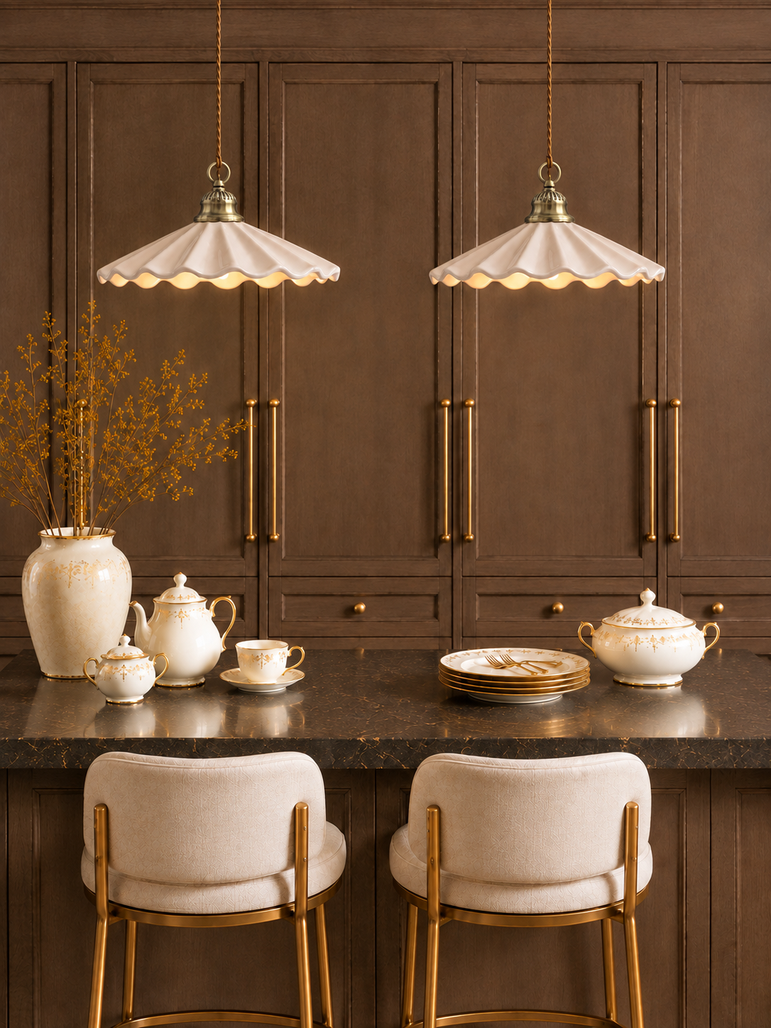 Scalloped Modern Farmhouse Ceramic Ceiling light