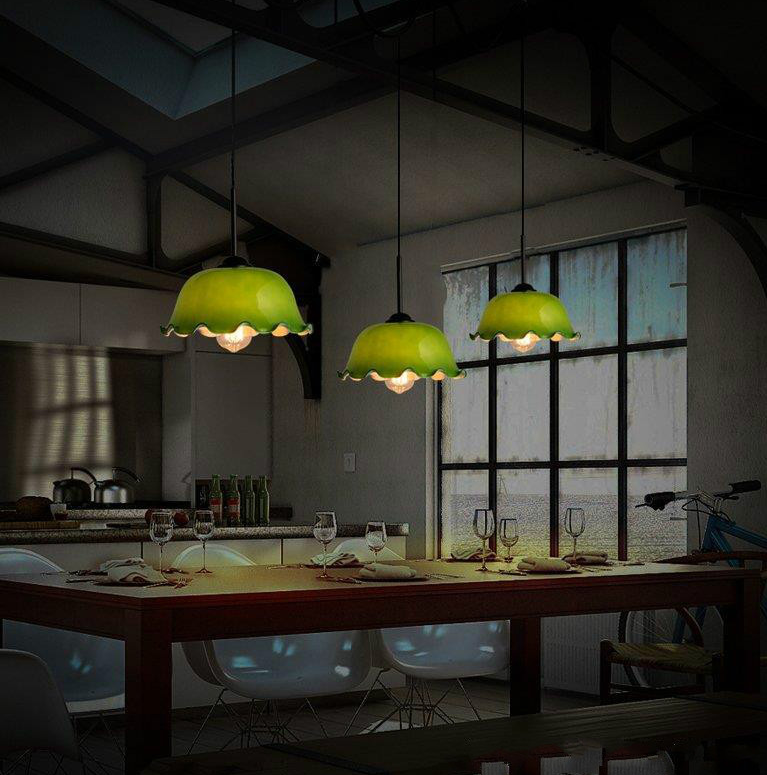 Nostalgic Green Flower glass pendant lighting