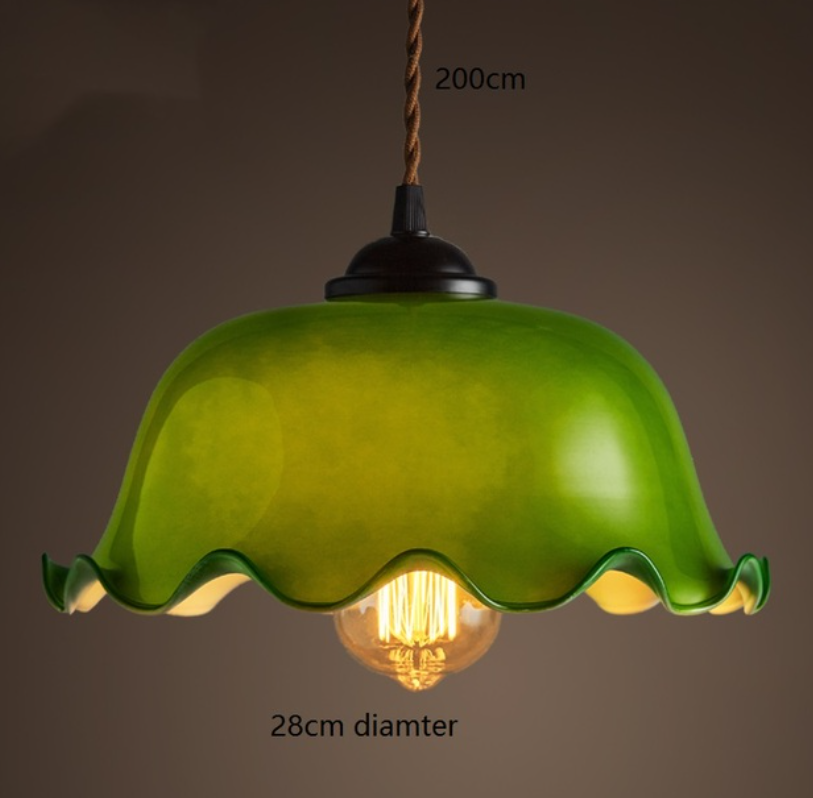 Nostalgic Green Flower glass pendant lighting