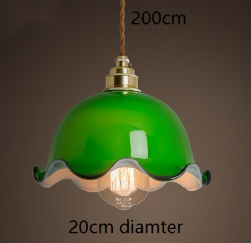 Nostalgic Green Flower glass pendant lighting