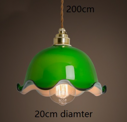 Nostalgic Green Flower glass pendant lighting