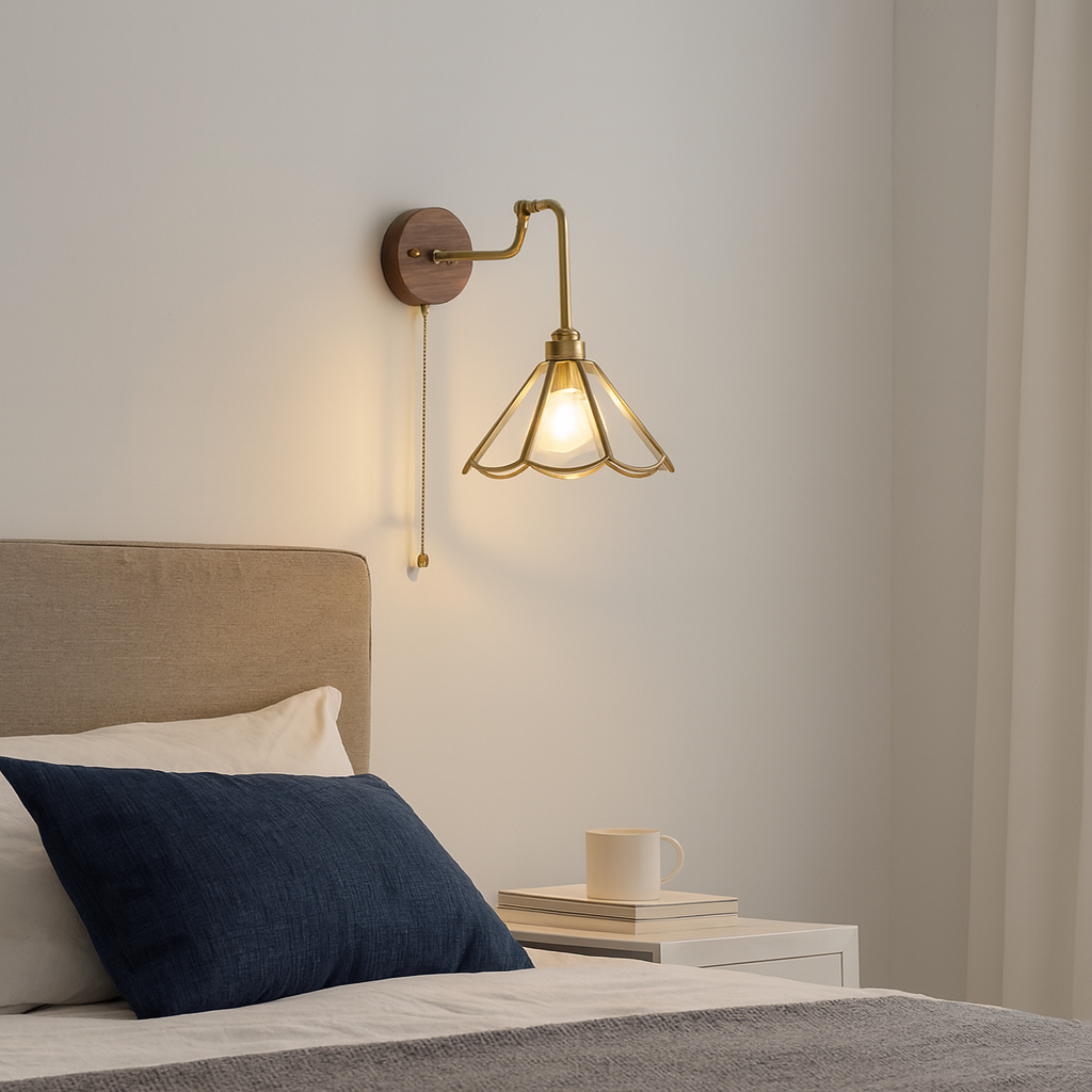 Mashal Designs Handmade Vintage glass and antique brass wall lamp