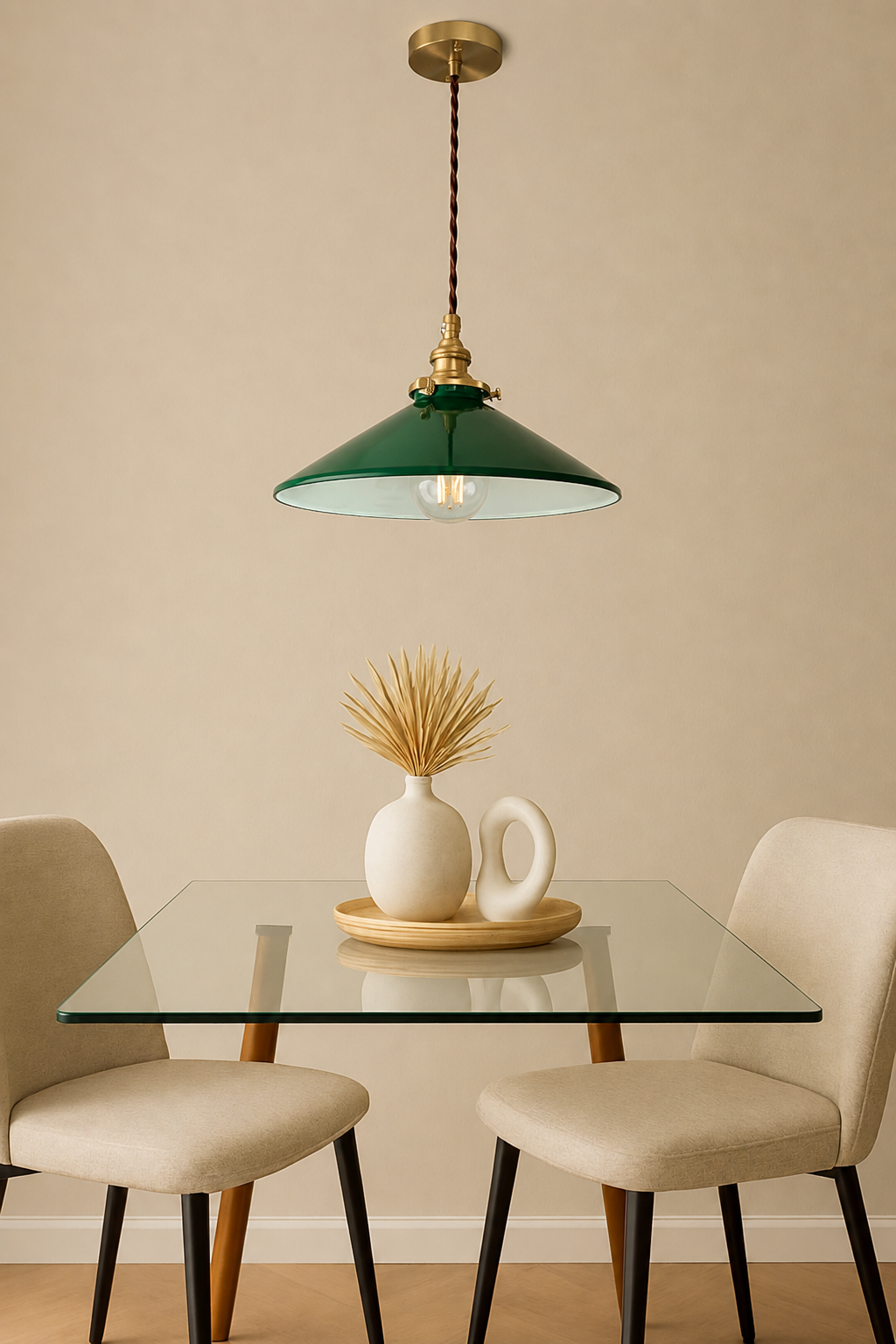Vintage Green Glass Pendant lights-Dining Room hanging lamp