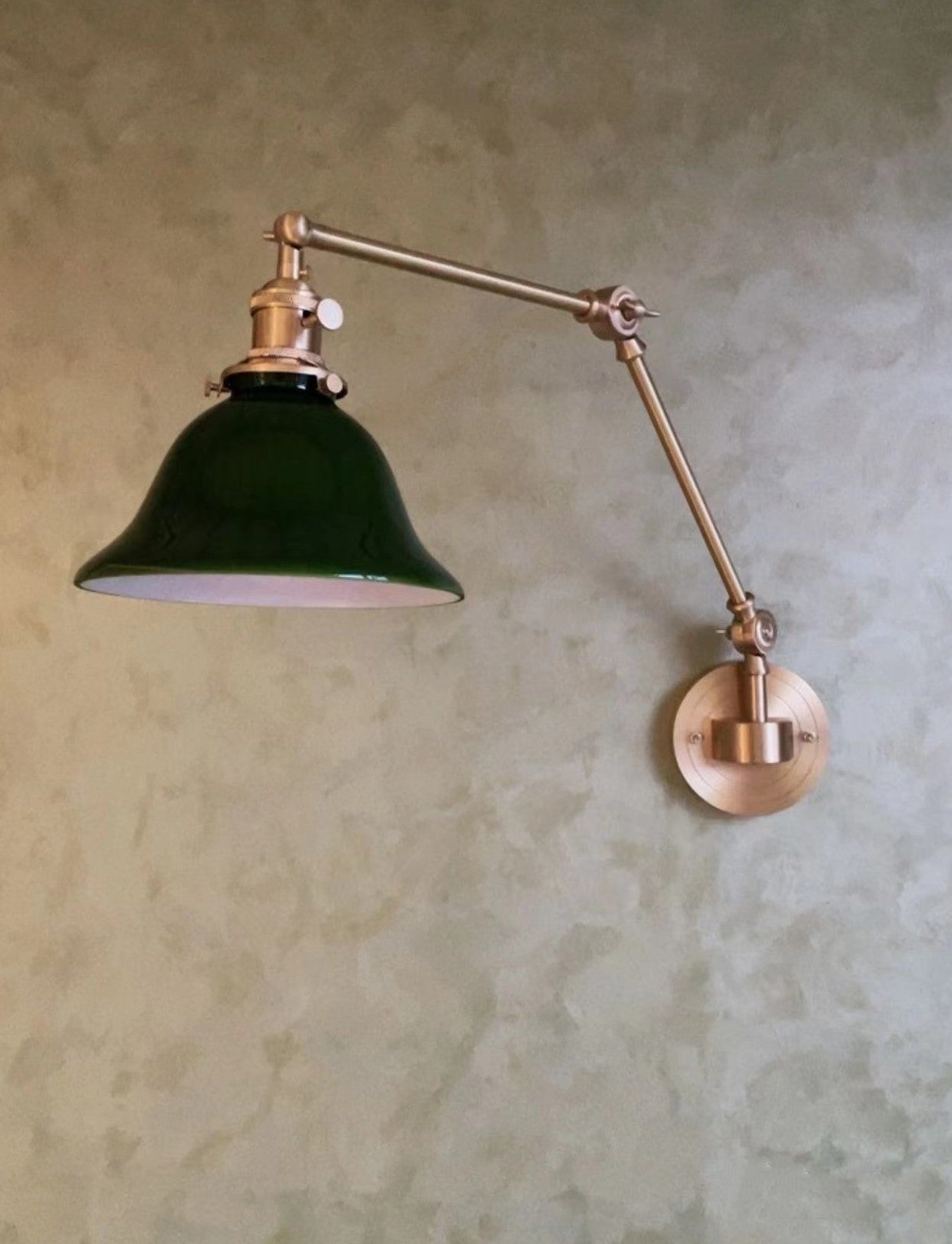 Green Glass wall Lamp/ Swing Arm Lamp/  Green wall Sconce