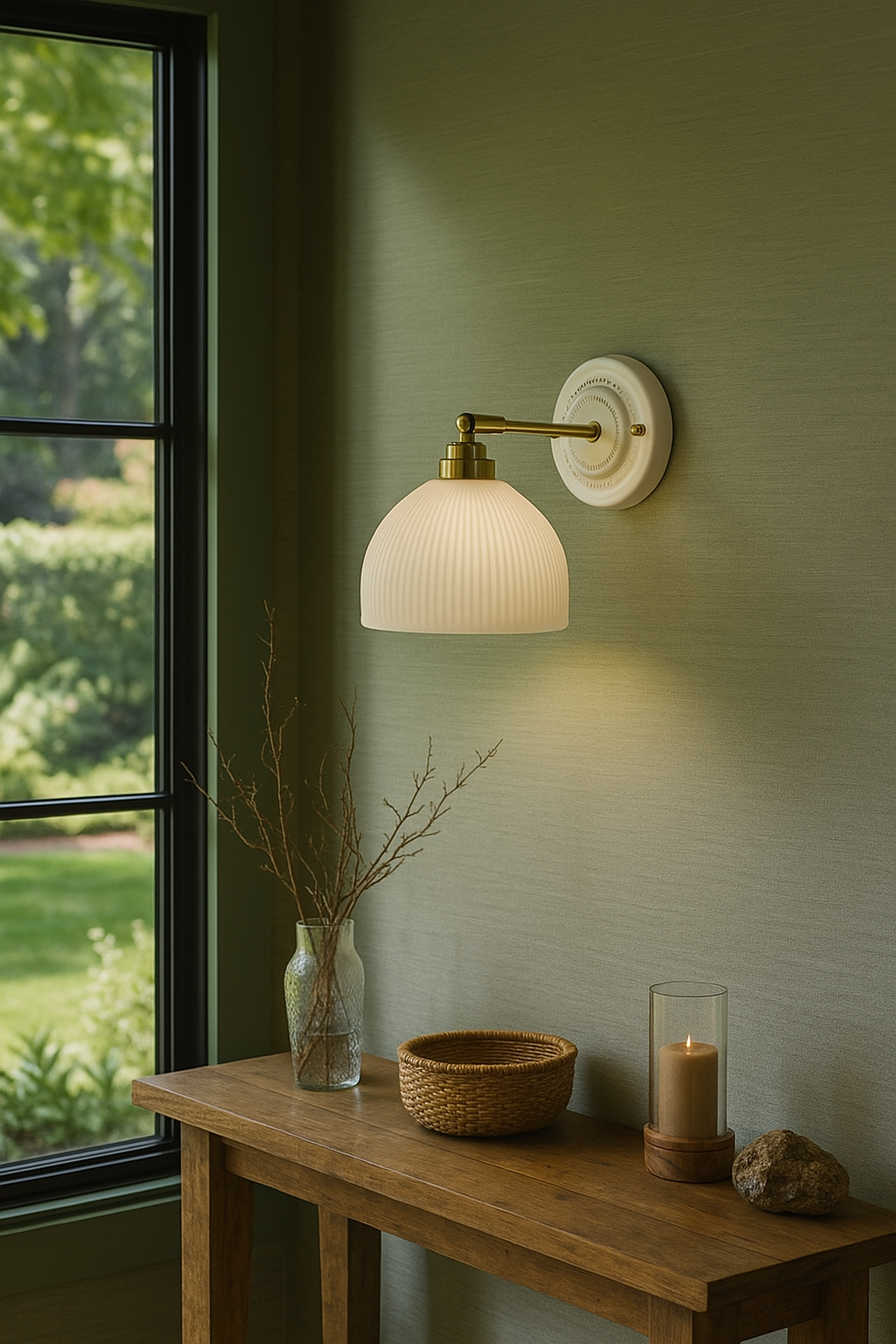 Contemporary Ceramic Wall Lamp-Plug-In wall Sconce