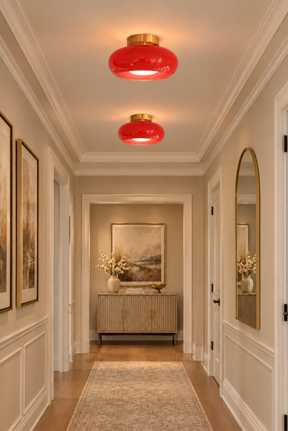 Buy Deep Red Glass pendant light, Flush mount Ceiling light Fixture