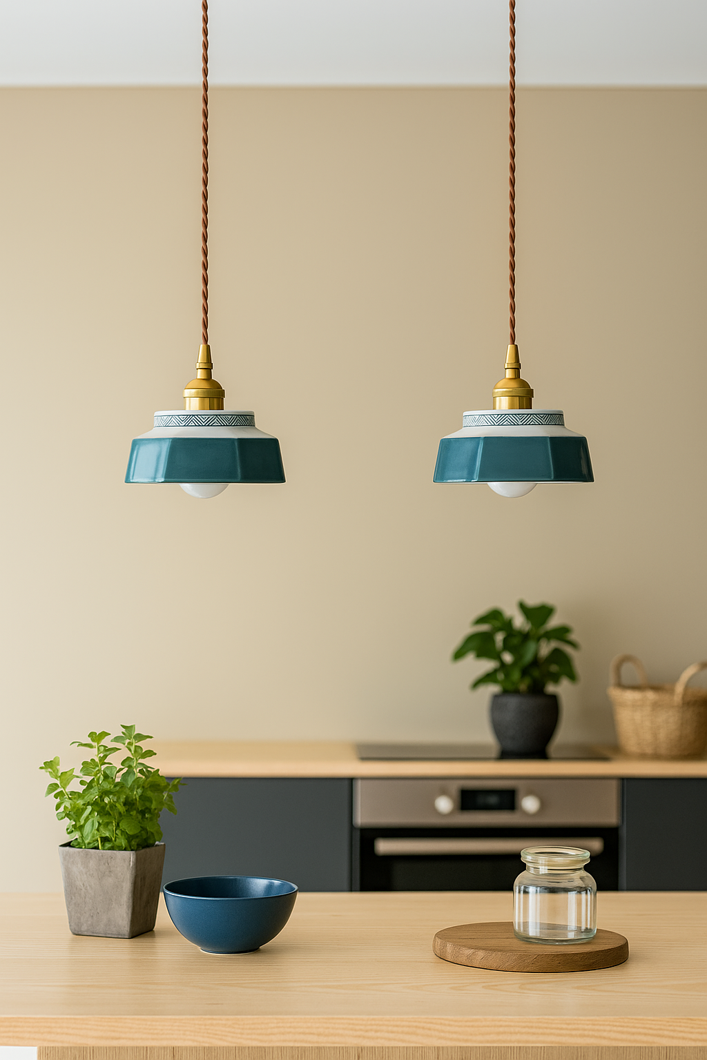 Mini Hand glazed Terracotta Pendant light