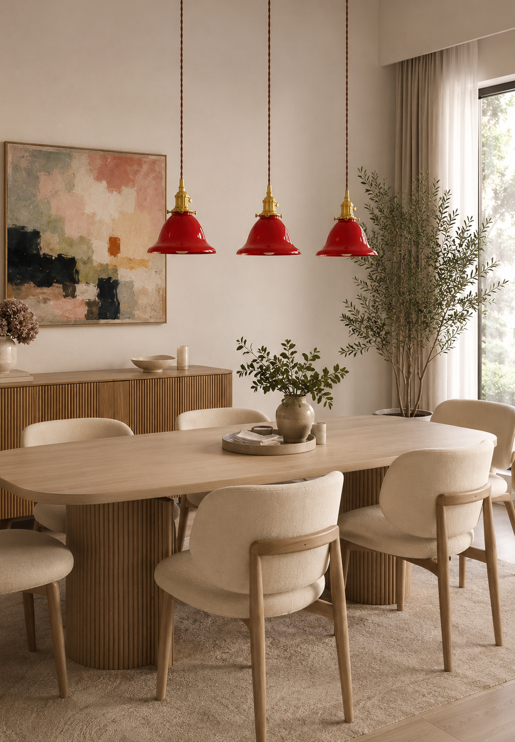 Red Glass Pendant lights | Cafe-restaurant spa lighting
