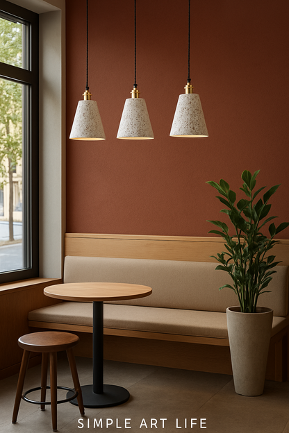 Industrial white concrete funnel hanging lamp