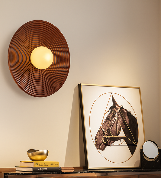 Japandi wood wall sconce