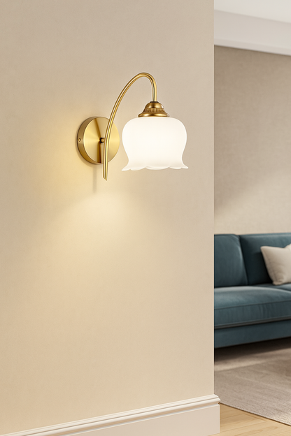 Tulip wall Sconce| Brass Flower antique wall Light