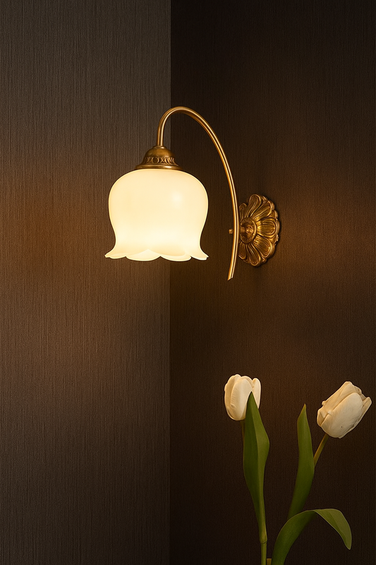Tulip wall Sconce| Brass Flower antique wall Light