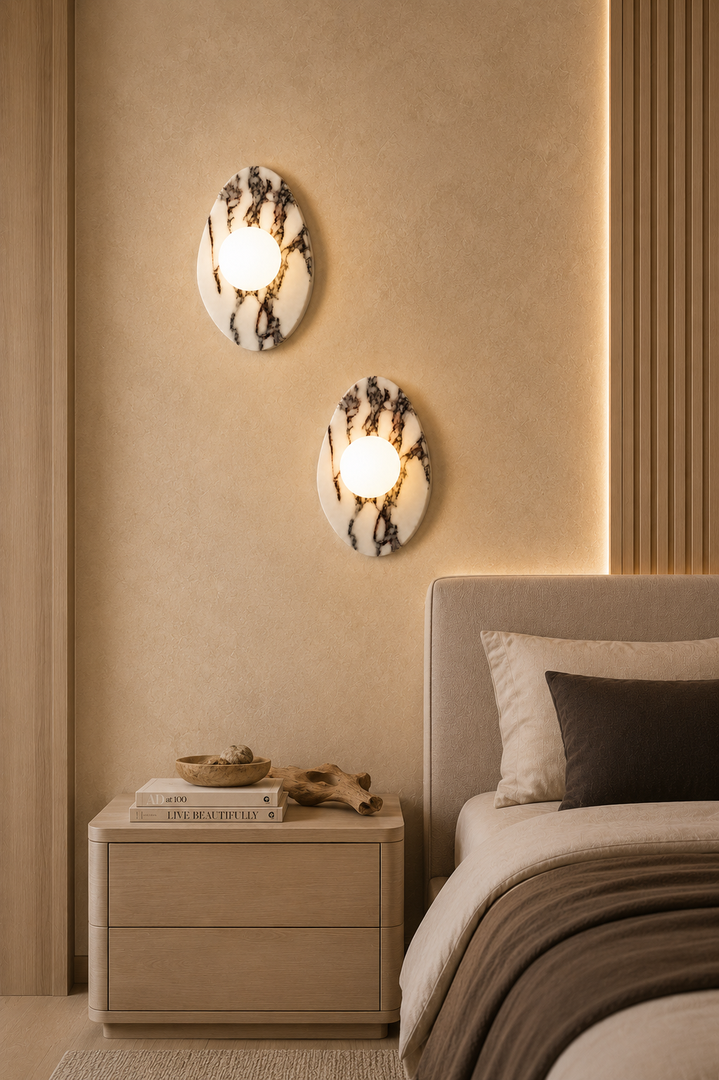Organic Marble Wall Lights-Bedroom Living room wall mounted sconce