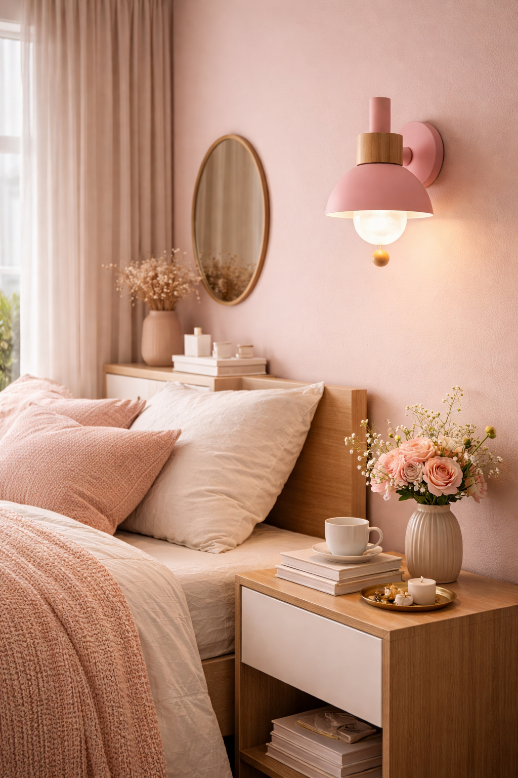 Scandinavian multicolor wall sconce light- Nordic Pull Chain Lamp