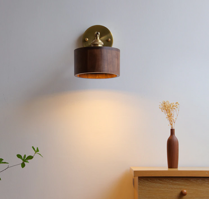 Handcrafted Walnut Wood Wall Lamp