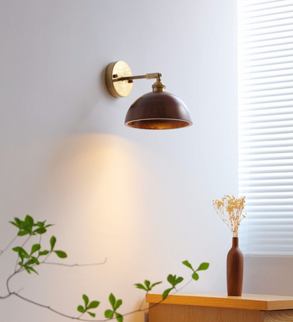 Walnut wood wall light fixture