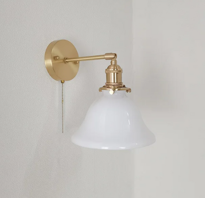 Luminous Swirl, White Milk Glass Swing Arm Wall Lamp