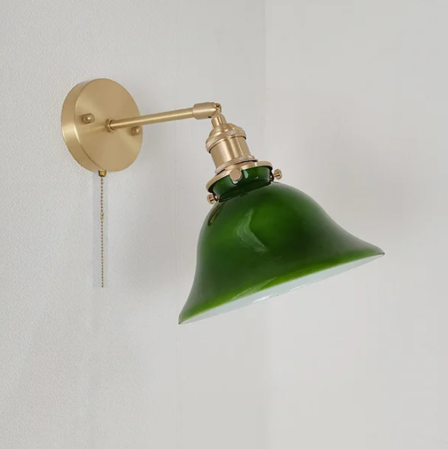 Green Glass wall Lamp/ Swing Arm Lamp/  Green wall Sconce