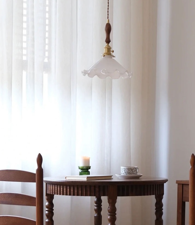 Ethereal Elegance, White Flower Glass Pendant Lights