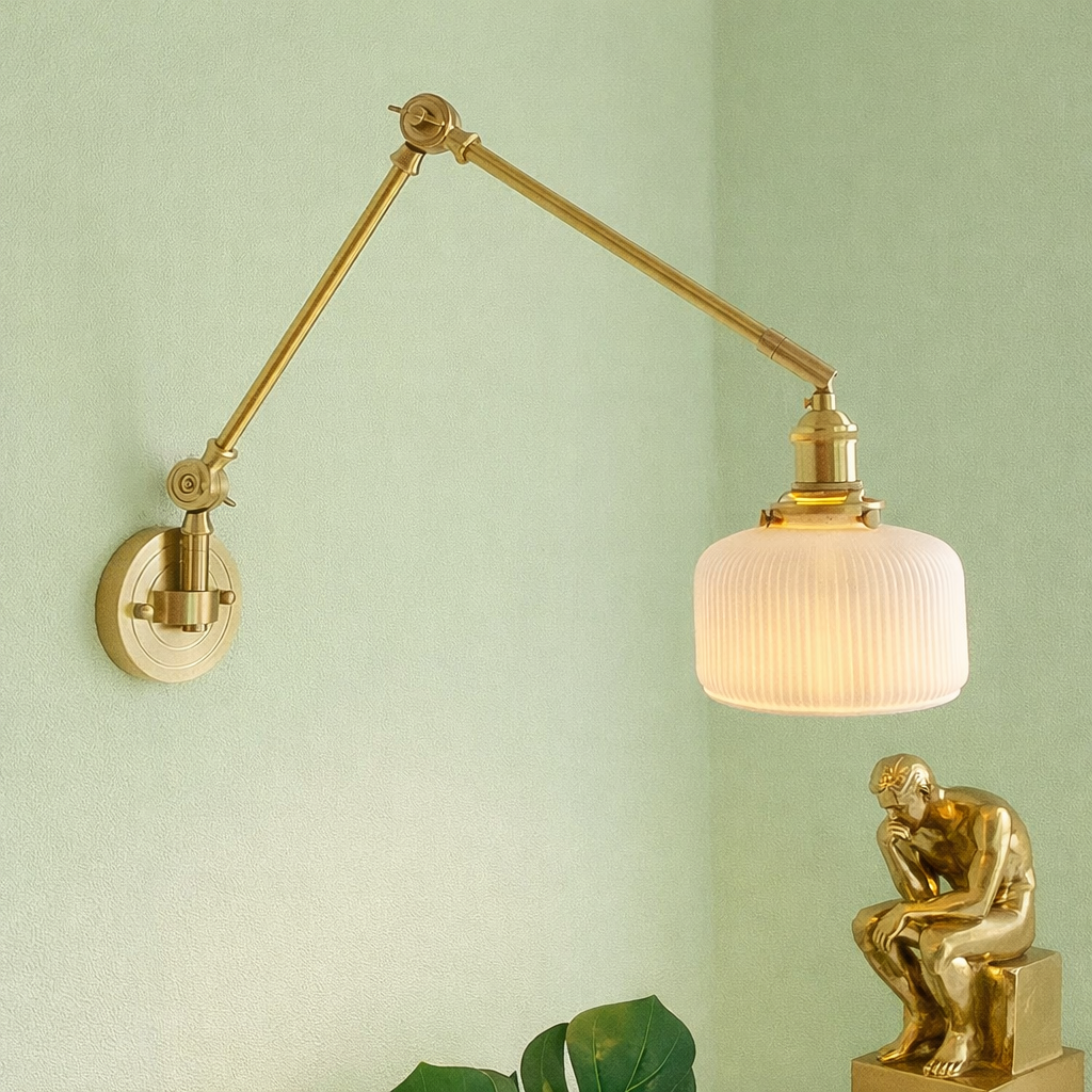 Swing Arm Ceramic Wall Sconce- Adjustable Brass Reading light – Mashal ...