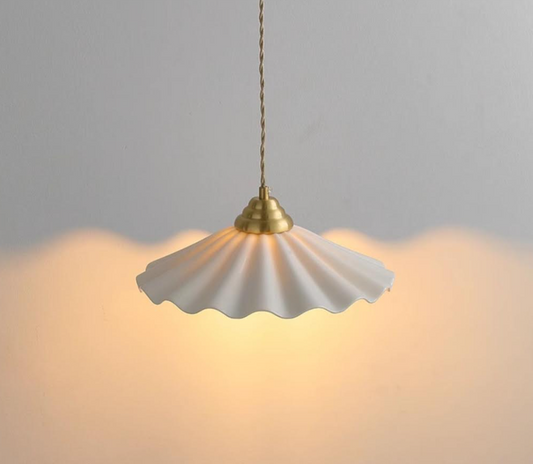 Wave Style Ceramic Pendant Light – Minimalist Farmhouse Hanging Lamp