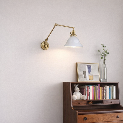 Elegant Brass Finish Wall Sconce with White Opaline Milk Glass Shade - Modern Farmhouse Hallway or Living Room Lighting
