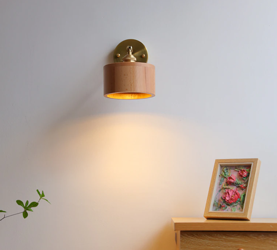 Natural Radiance: Handcrafted Walnut Wood Wall Lamp