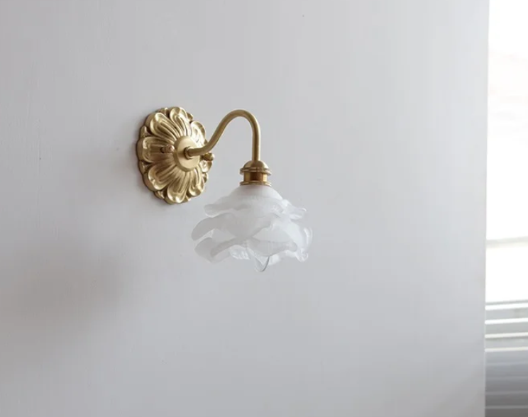 Antique Brass European style glass wall lamp