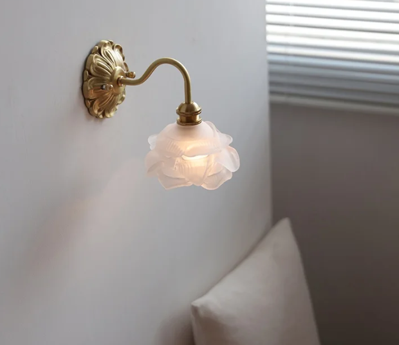 Antique Brass European style glass wall lamp