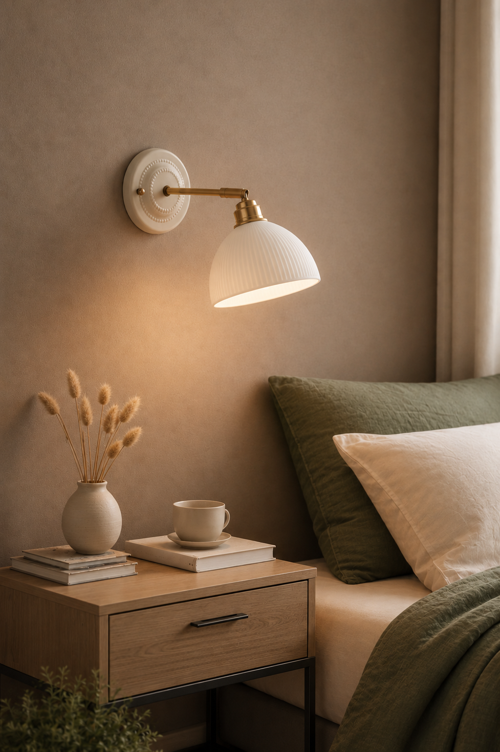 Contemporary Ceramic White Plug-In wall Sconce-Nordic Style Lamp