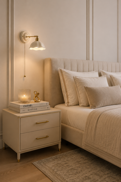Flower White Ceramic wall sconce - Pull chain wall light
