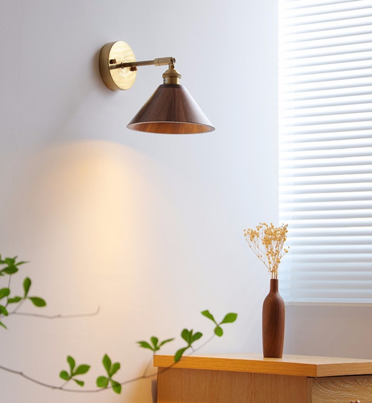 Natural Radiance: Handcrafted Walnut Wood Wall Lamp