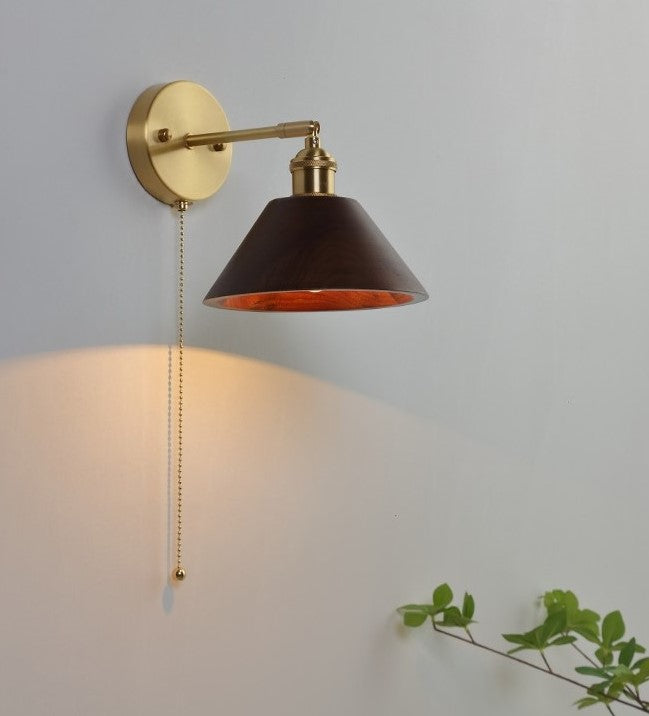 Natural Radiance: Handcrafted Walnut Wood Wall Lamp