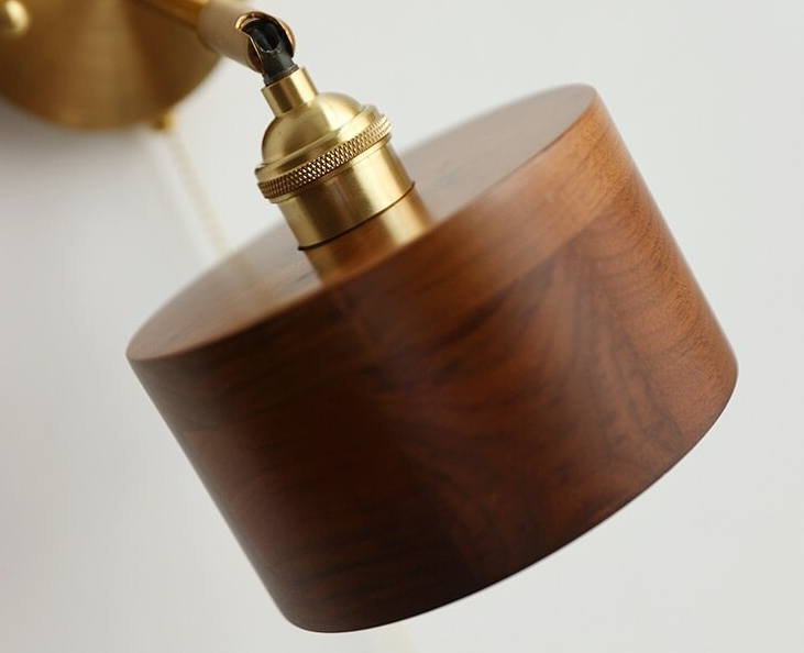 Natural Radiance: Handcrafted Walnut Wood Wall Lamp