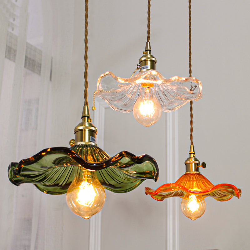 Flower Glass Pendant Light,  Vintage Style Lights