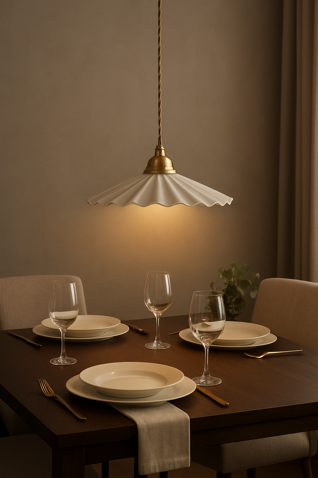 wave design ivory color ceramic pedant light with brass socket