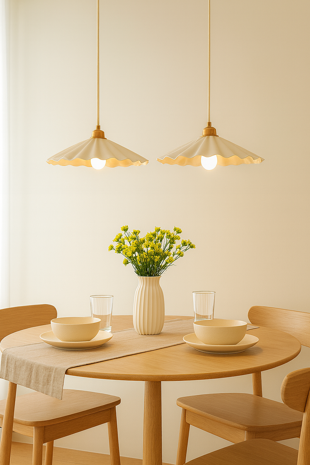 Wave Style Ceramic Pendant light, Minimalist Farm house Hanging Lamp