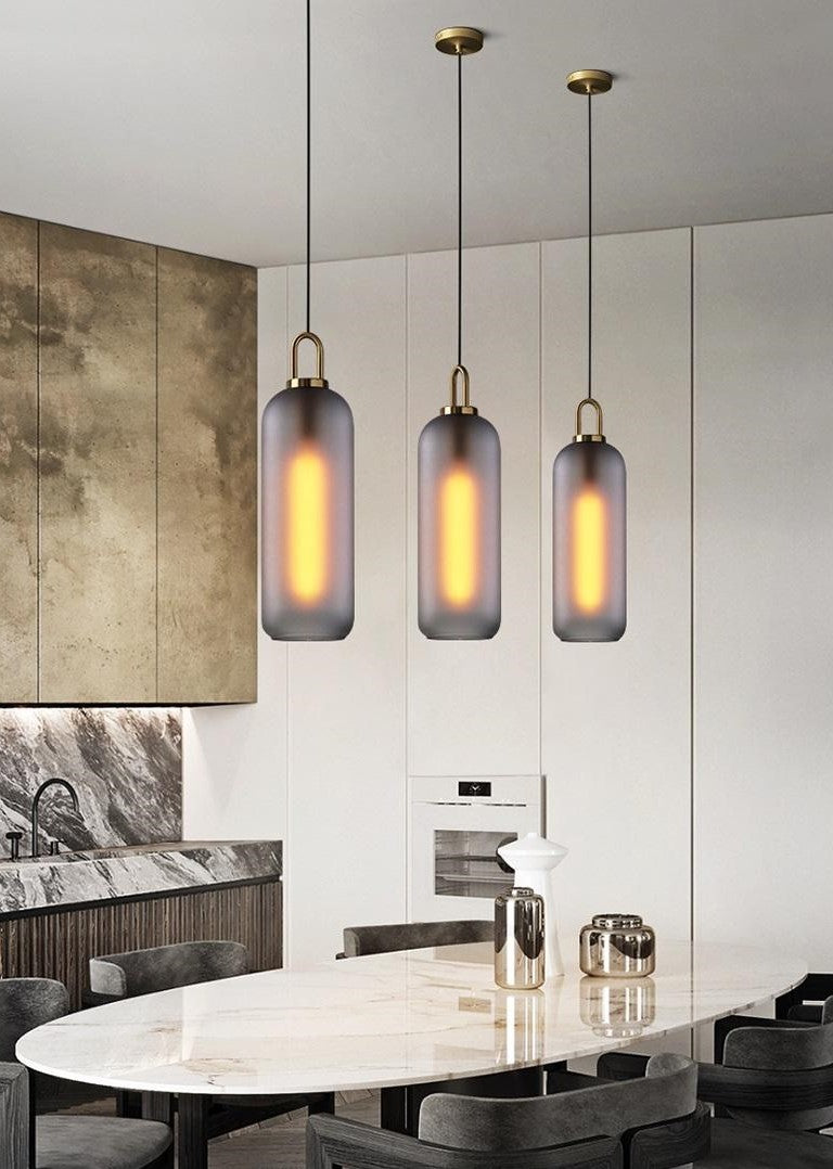 Ethereal Embers, Smoky Glass Pendant Lights, Gray lights