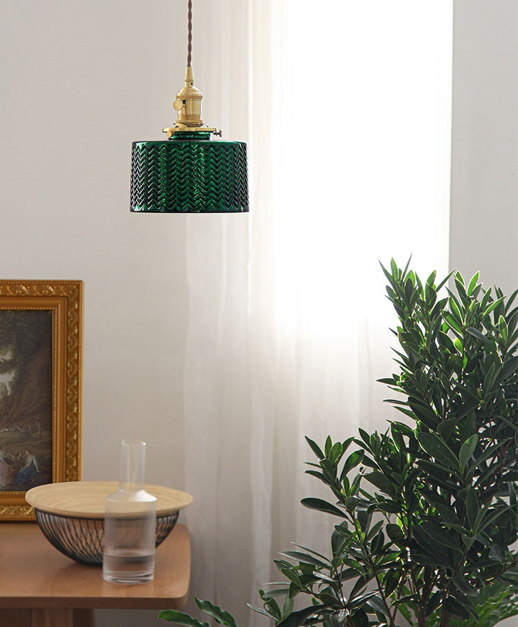 Vintage Inspired Emerald Green Glass pendant lights