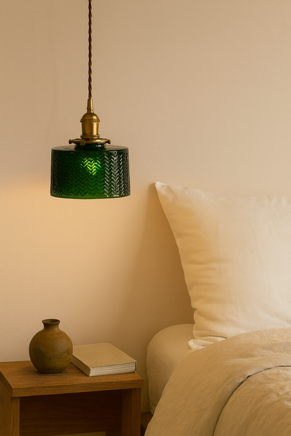 Vintage Green Glass Pendant lights-Dining Room hanging lamp