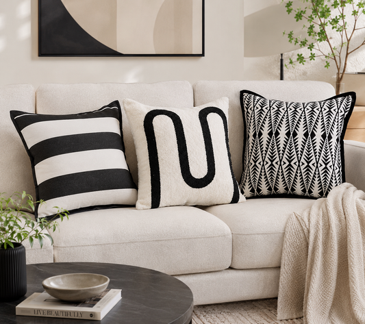 Bohemian Style Black Stripped throw Pillow Covers for Couch