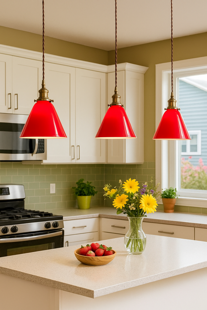 Vintage style Red Glass Pendant lights | Cafe-restaurant spa lighting
