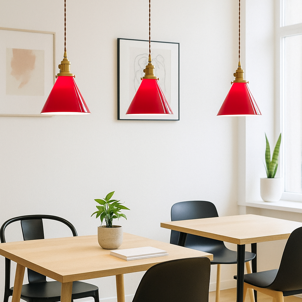 Vintage style Red Glass Pendant lights | Cafe-restaurant spa lighting