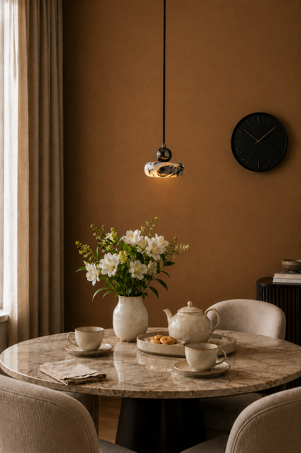 Small bedside Marble Pendant Light | Modern Natural Stone Lamp