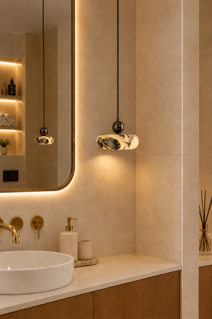 Small bedside Marble Pendant Light | Modern Natural Stone Lamp