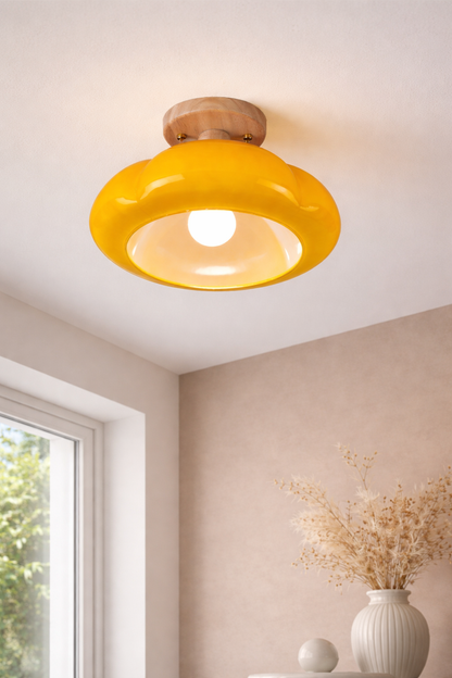 Organic Shape white & Yellow Farmhouse  Hallway Ceiling Light
