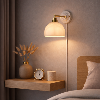 Contemporary Ceramic Wall Lamp-Plug-In wall Sconce