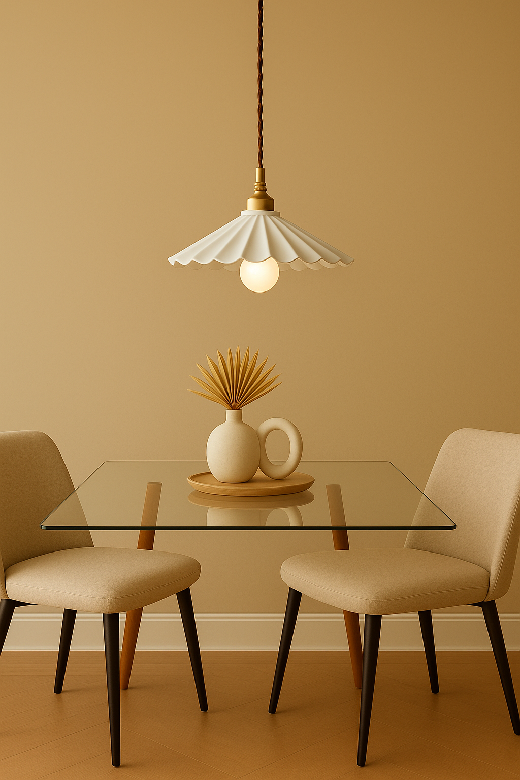 White linear ceramic pendant light