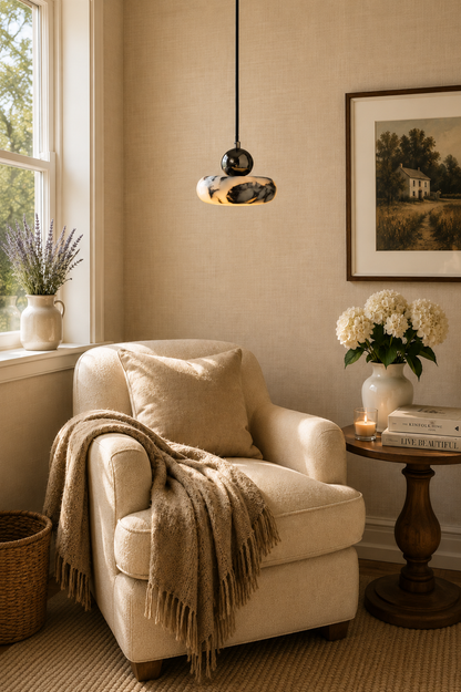 Small bedside Marble Pendant Light | Modern Natural Stone Lamp